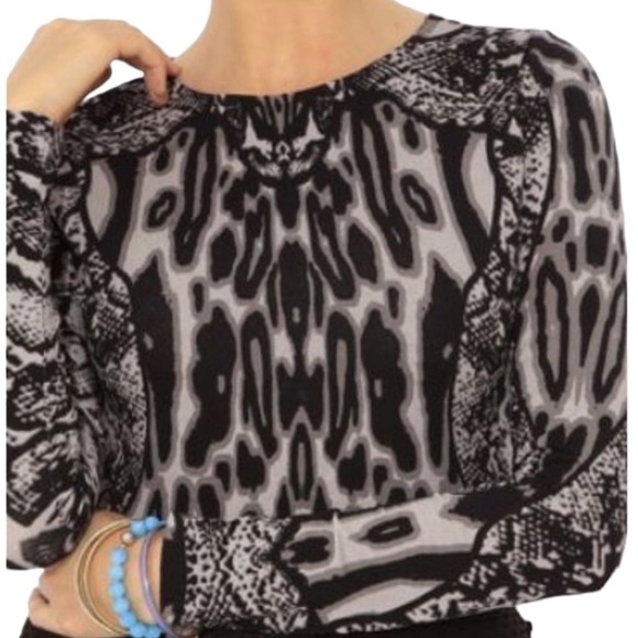 Kardashian Kollection Long Sleeve Cropped Top Animal Print Size L - Picture 3 of 13